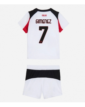 Billige Fotballdrakt AC Milan Santiago Gimenez #7 Replika Bortedraktsett Barn 2025-26 Kortermet (med bukser)